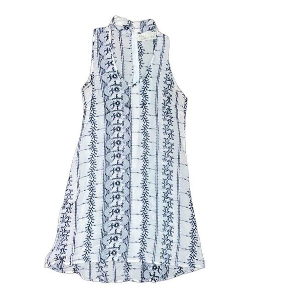 White and Blue Vintage Havana Hippie Boho Dress Size Small - Picture 3 of 6